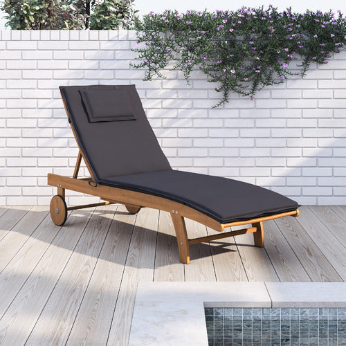 Milkcan Wheeled Outdoor Hardwood Sun Lounger - Black